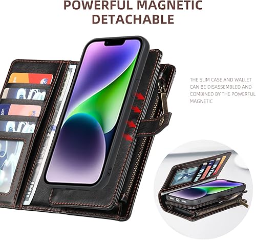 Miniatura 5 de QIXIU Funda tipo cartera para iPhone 13, funda para iPhone 13 con tarjetero, funda de cuero para iPhone 13 para mujeres y hombres, funda premium