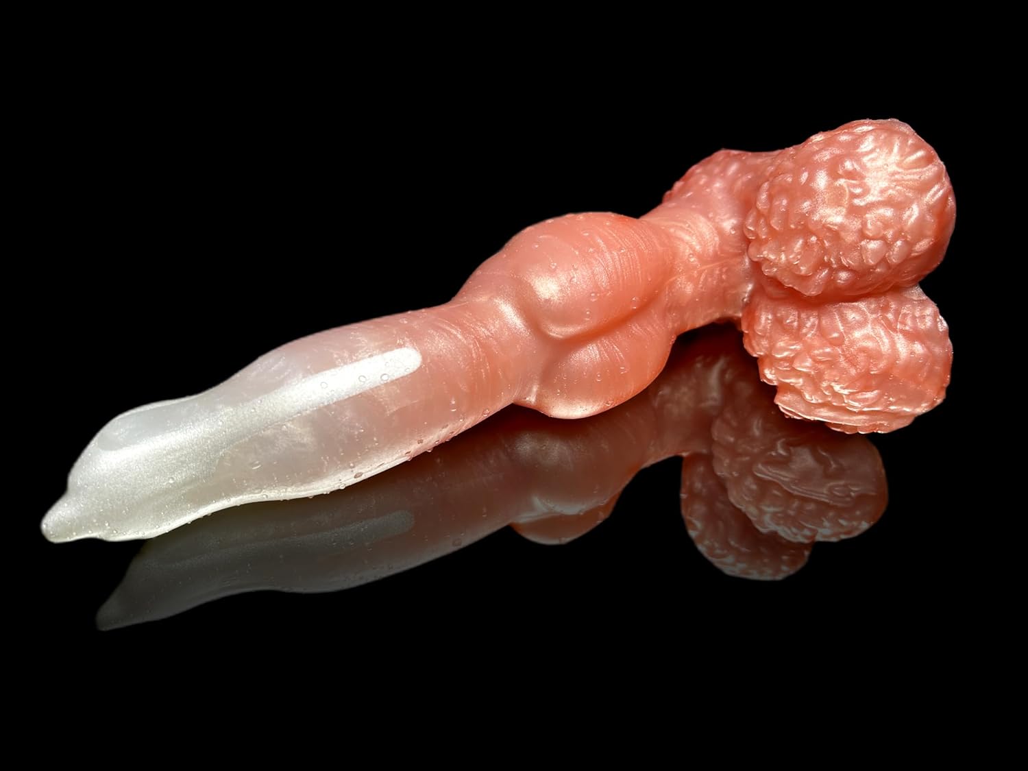 FlirtyDawg Fantasy Monster Werewolf Alien Dildo Adult Anal Realistic Sex Toy Butt Plug Platinum Silicone Knotted Lucky Colorful Sex Toys Women Men Couple handmade USA (peach ice-cream, 10 inch)