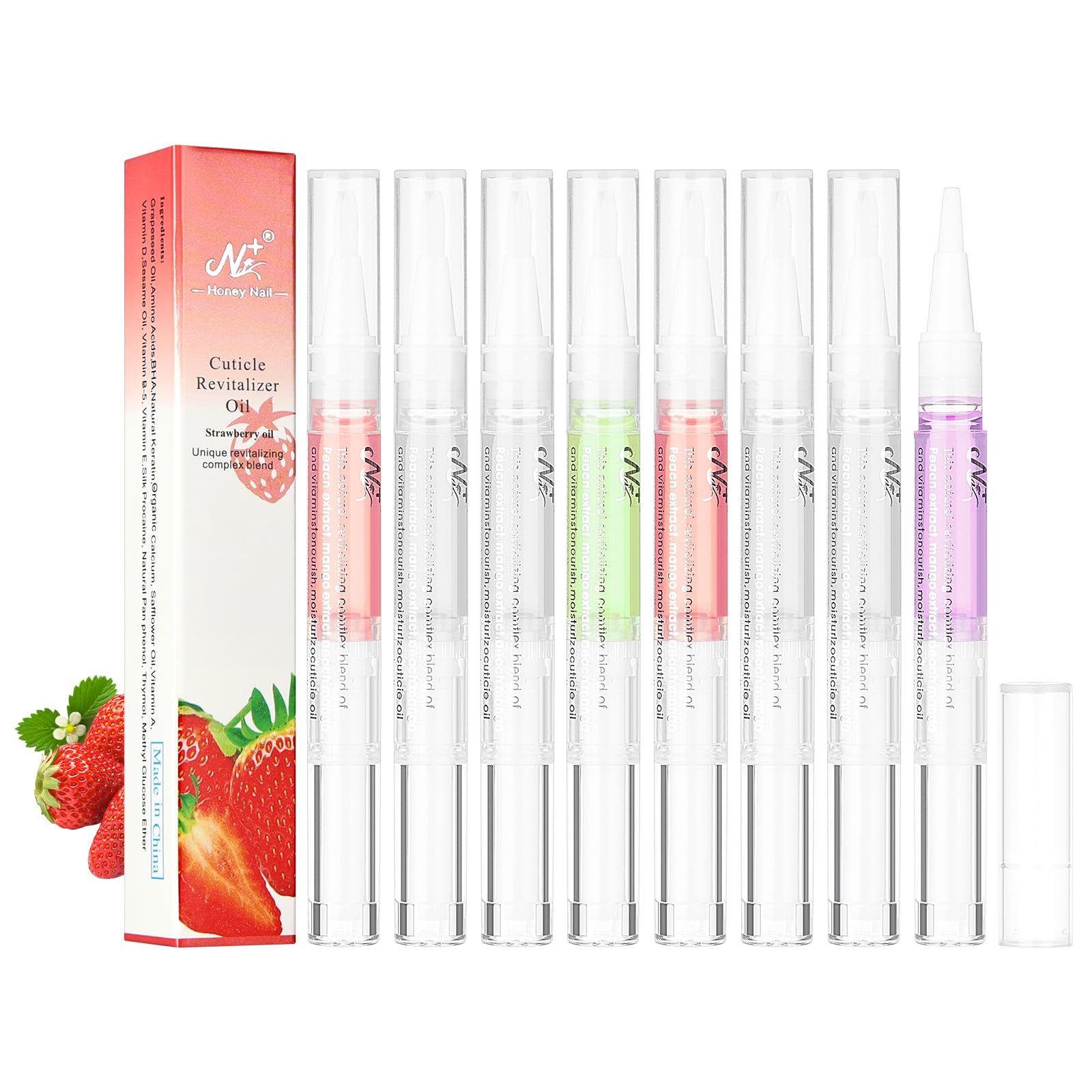 LOPHE Cuticle Oil Pens for Nail Care 8PCS Natural Ingredients Nail Oil Pens, with Fruit Extract