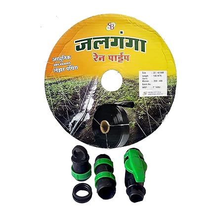 Gopal 32mm Rain Pipe for Agriculture and Home Gardening Size- 32mm Length- 100 Meter with Accessories Cock,Joiner,endcap,Gromet