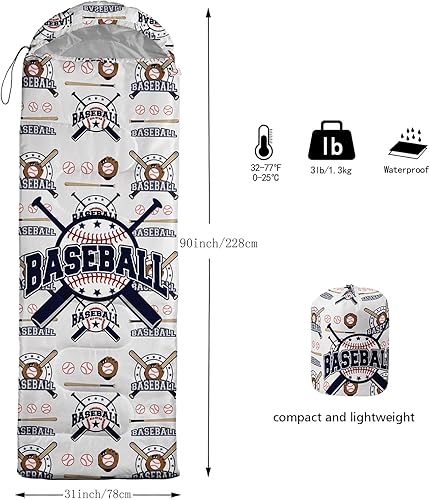 Miniatura 7 de BSNTHO Saco de dormir para camping, 3 estaciones, clima cálido y fresco, ligero, saco de dormir impermeable para adultos y niños, viajes y al aire