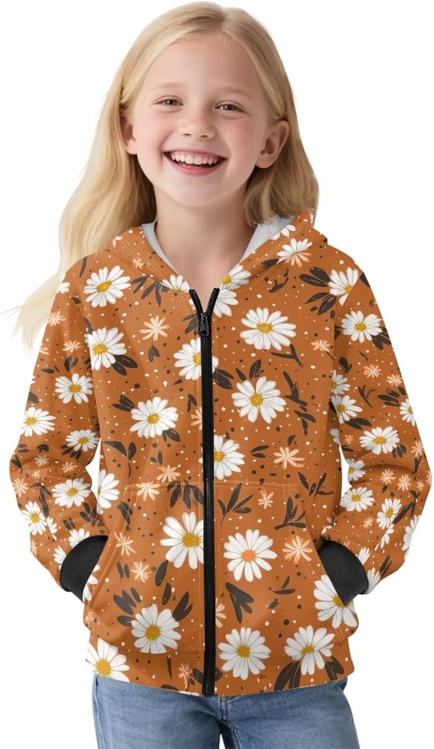 Suobstales Girls Hoodies with Pocket for Kids Casual Long Sleeve Sweatshirts Outfits Full Zip Coat with Hood for 6-16 Years