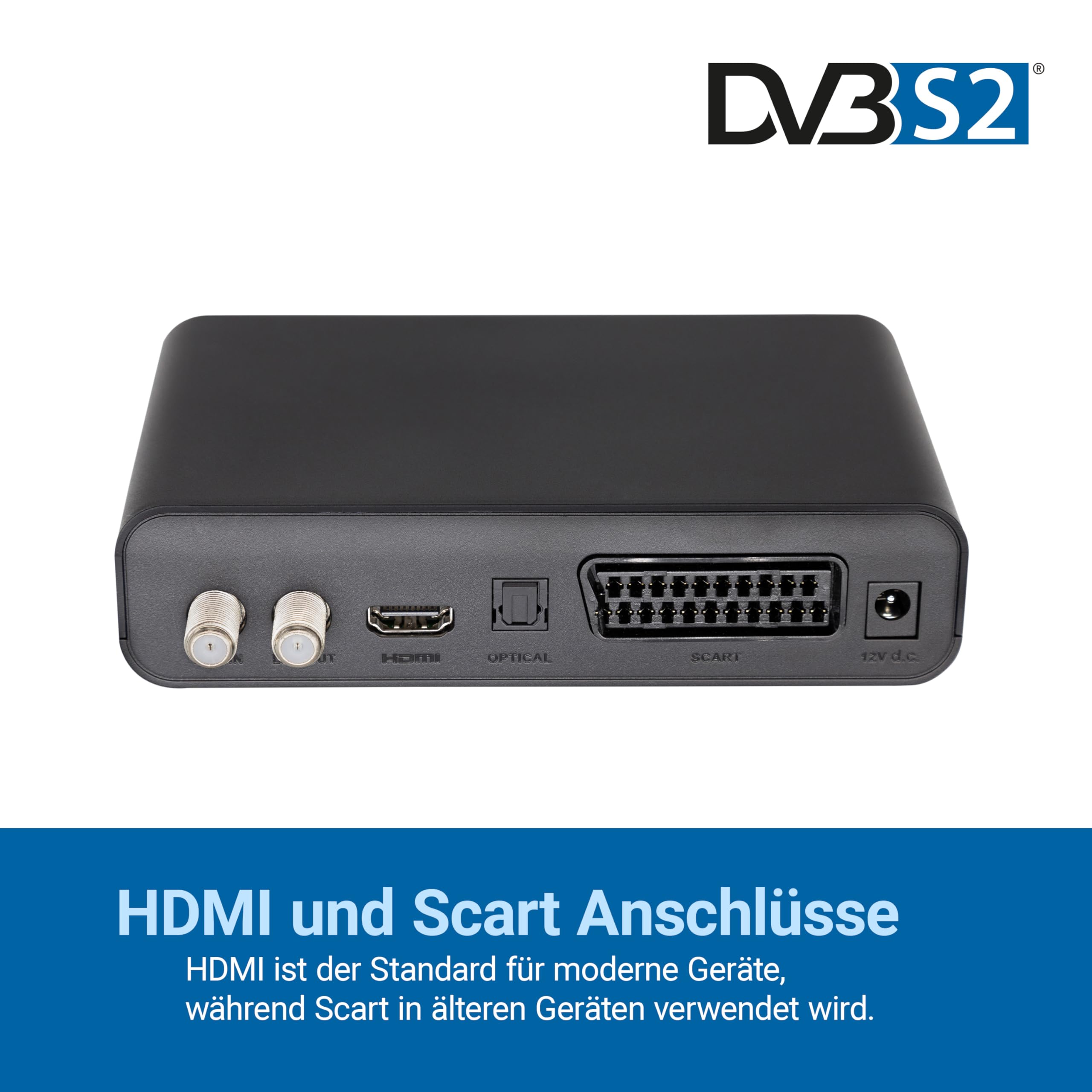Humax Digital HD Fox Digitaler HD Satellitenreceiver 1080P DVB-S/S2 PVR Ready mit 12V Netzteil HDMI SCART