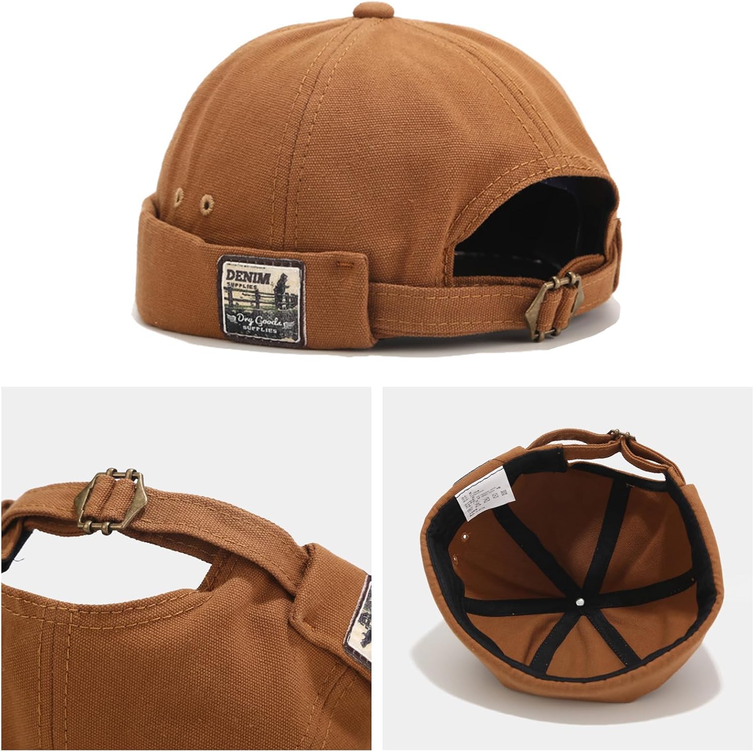 Mens Docker Cap Brimless Skullcap Sailor Cap Rolled Cuff Retro Beanie Hat - Image 3