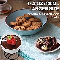 Vista 2 de Luvan 4 calentadores de mantequilla de 14.2 onzas para mariscos, derretidor de mantequilla con soportes y 20 velas de candelita, juego de calentador