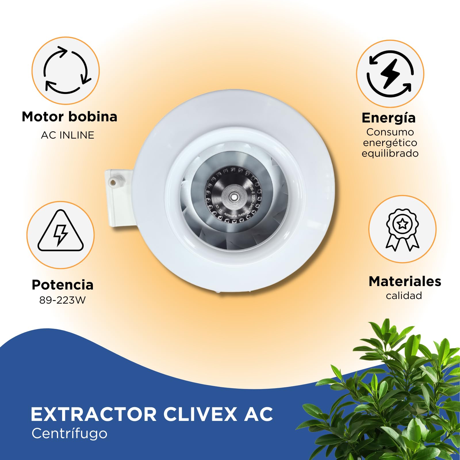 Extractor de aire Inline Clivex AC Centrífugo 1600m³/h (Boca 315mm)