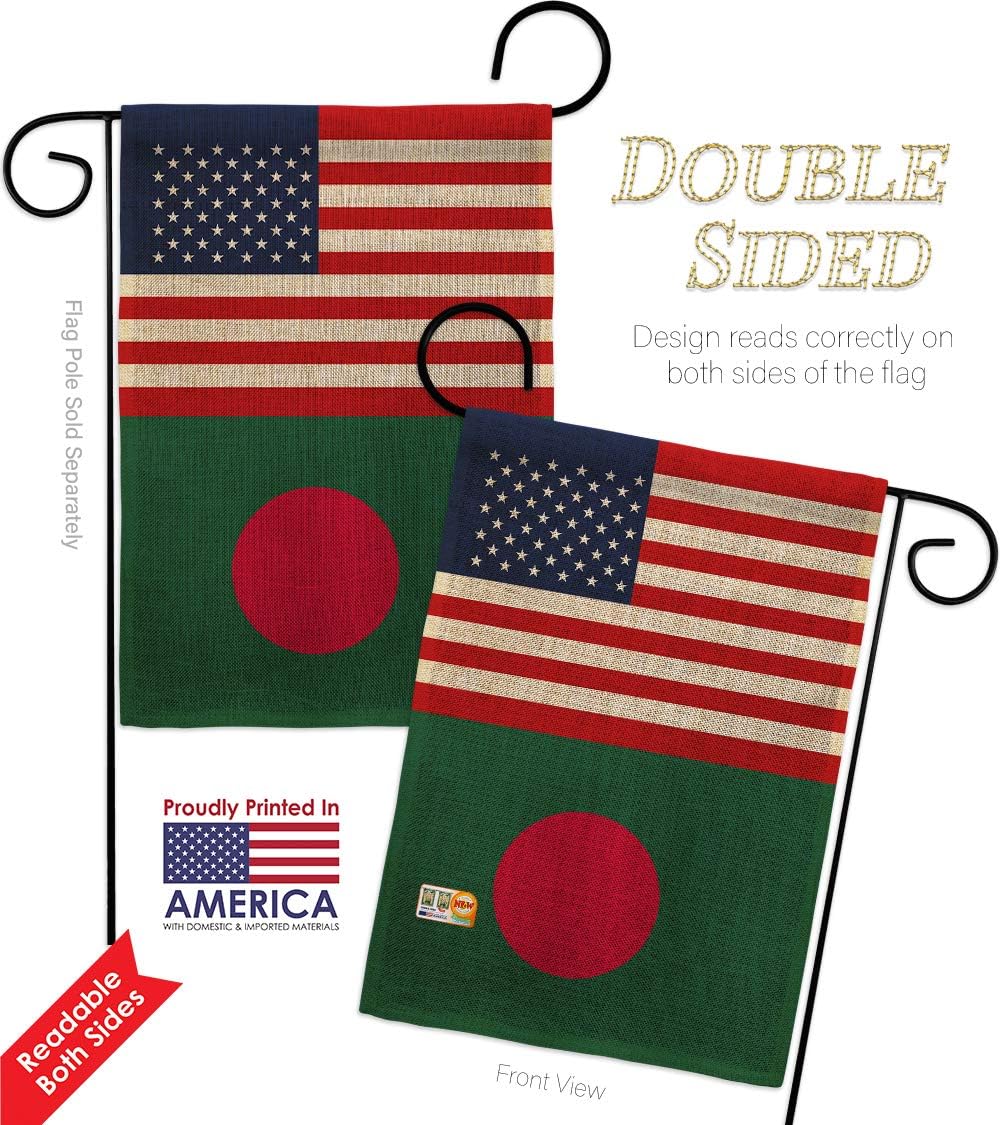 Bangladesh US Friendship Burlap Burlap Garden Flag Regional USA American Alliance World Country Particular Area Small Decorative Gift Yard House Banner Double-Sided Made In 13 X 18.5