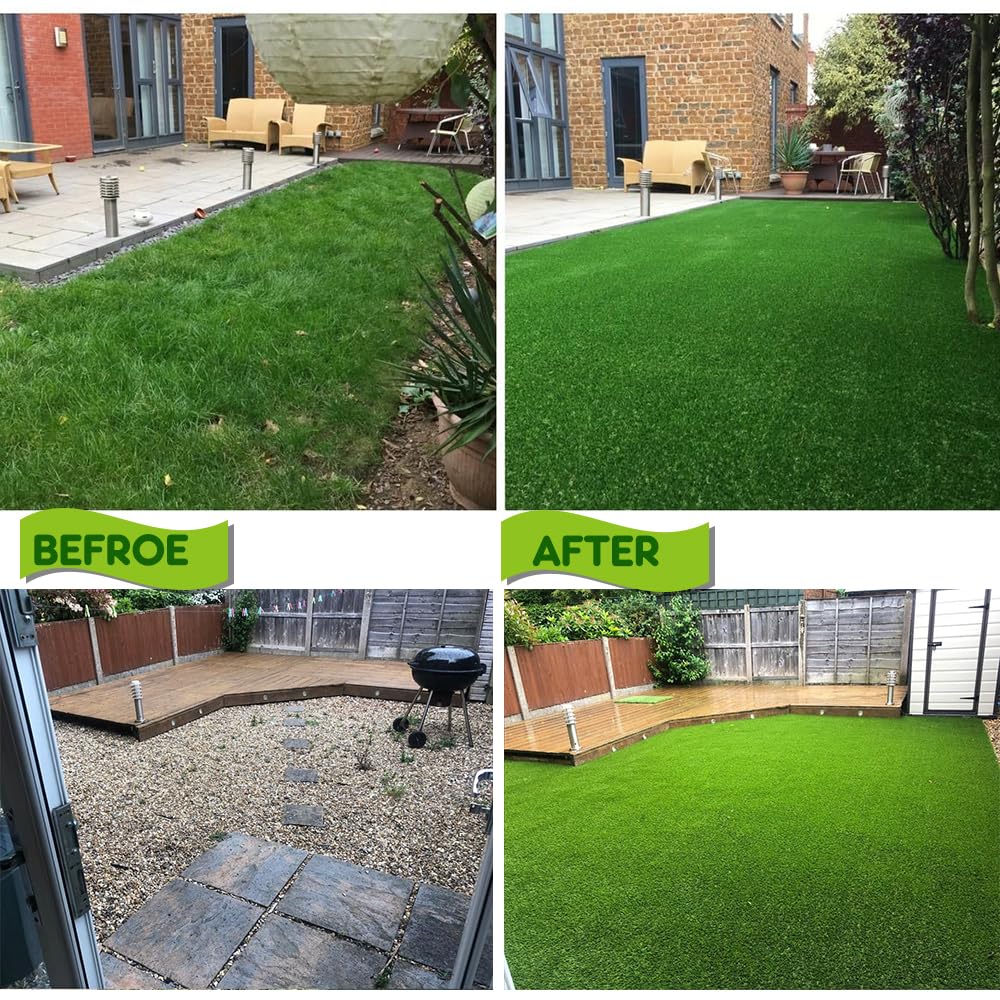 Petgrow 1M × 3M Kunstgras für Haustiere, 20mm Grashöhe Dauerhaftes Selbstentwässerungssystem Falsche Rasenmatten, Natürliche Simulation für Terrasse Balkon Außen Innen Grüner Rasenteppich (1M × 3M)