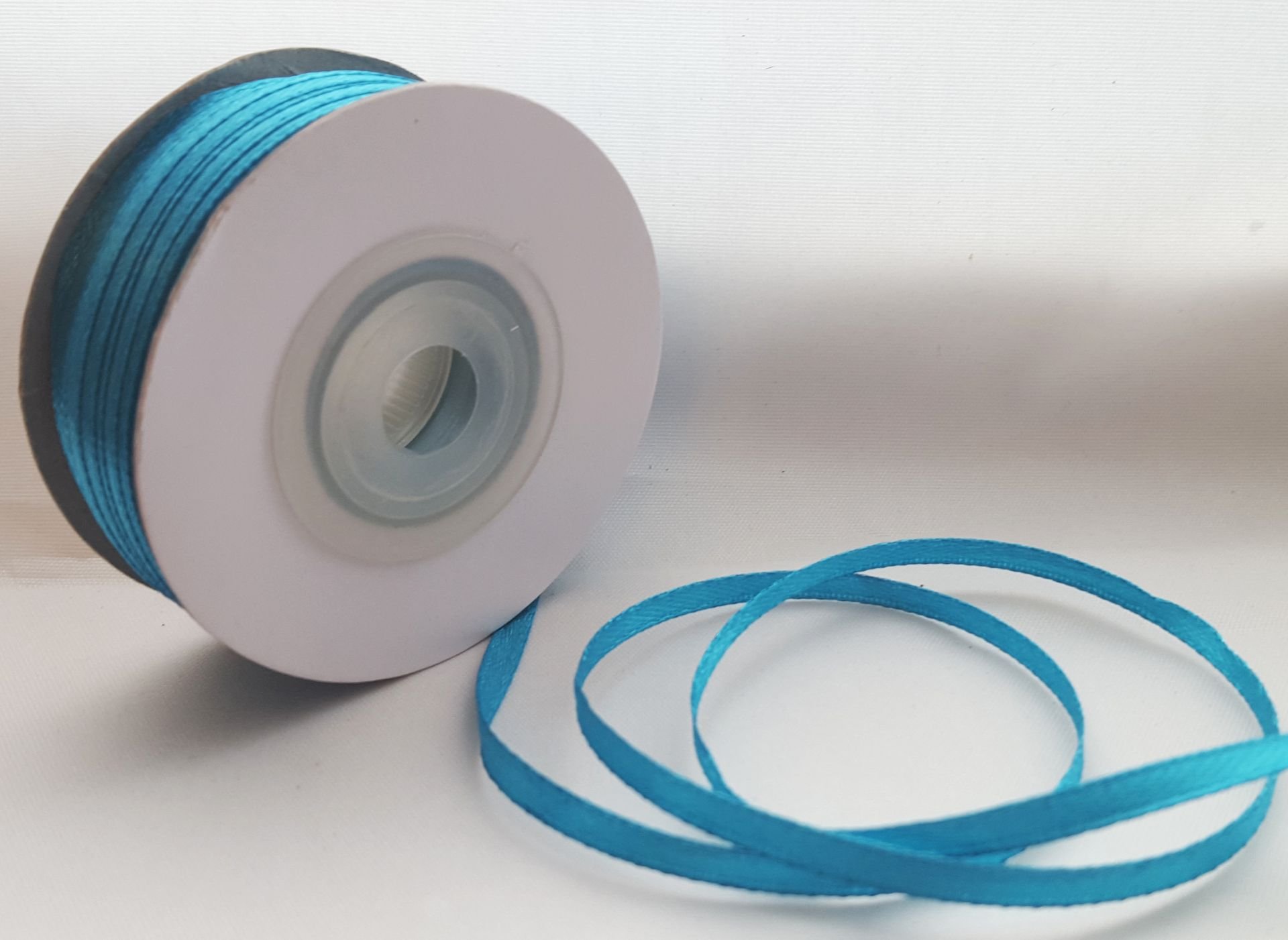 Satin Ribbon Turquoise Single Roll Of Double Faced 3Mm, 10Mm, 16Mm, 25Mm Widths (3Mm X 50M)