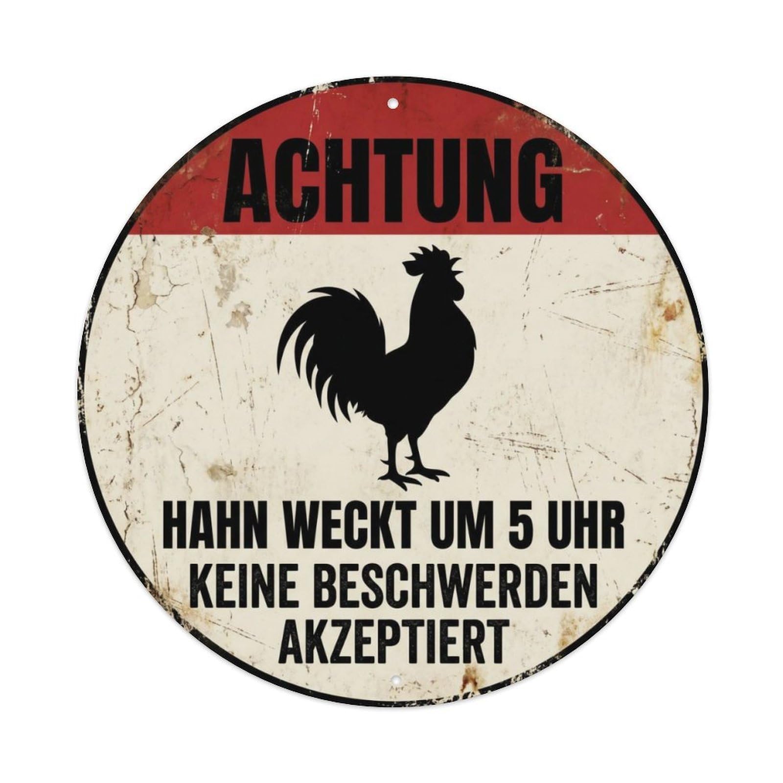 Fqcyn Style Bossy Rooster Morning Alert Metal Tin Sign Plaque Wall Decor For Cafe, Club Bar, Office, Home Garden Round Metal Poster 8X8inch