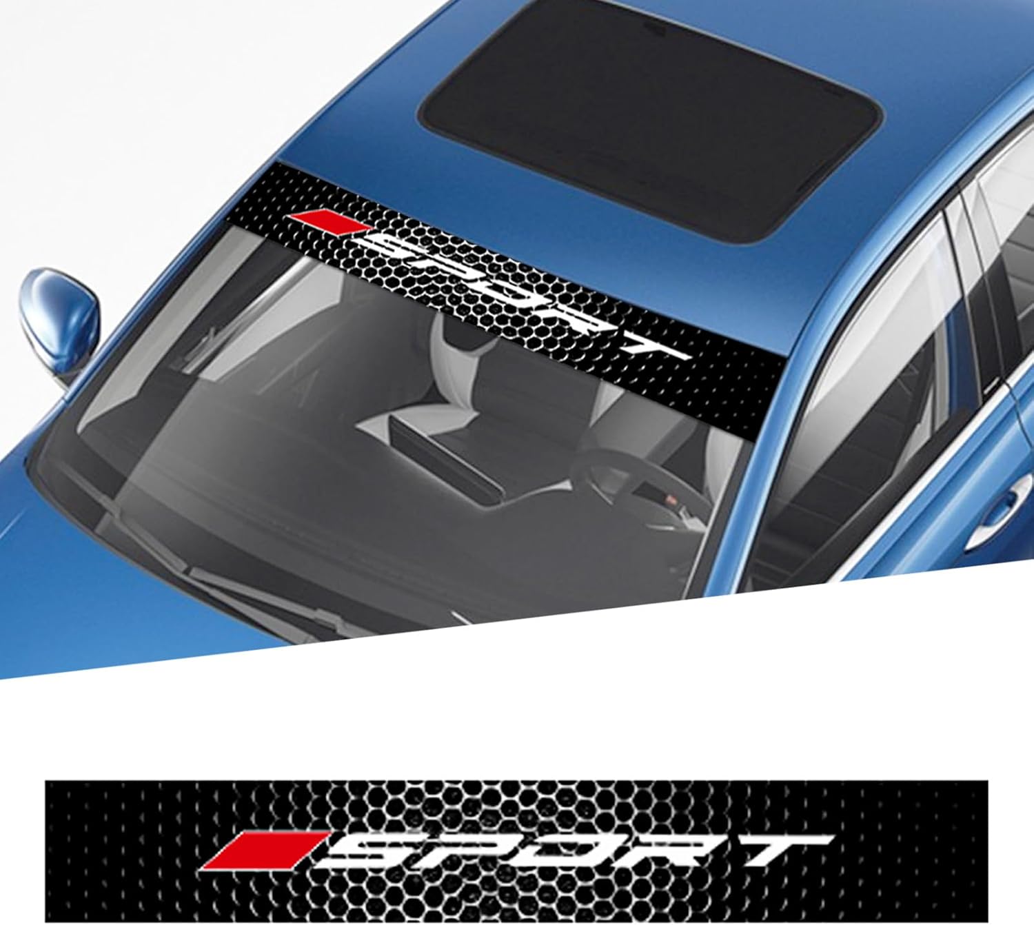 QianBao Universal Sport Car Front Window Windshield Banner Vinyl Decal Front Rear Window Sun Strip Visor Decoration Sticker 51.1'' x7.8''Style B