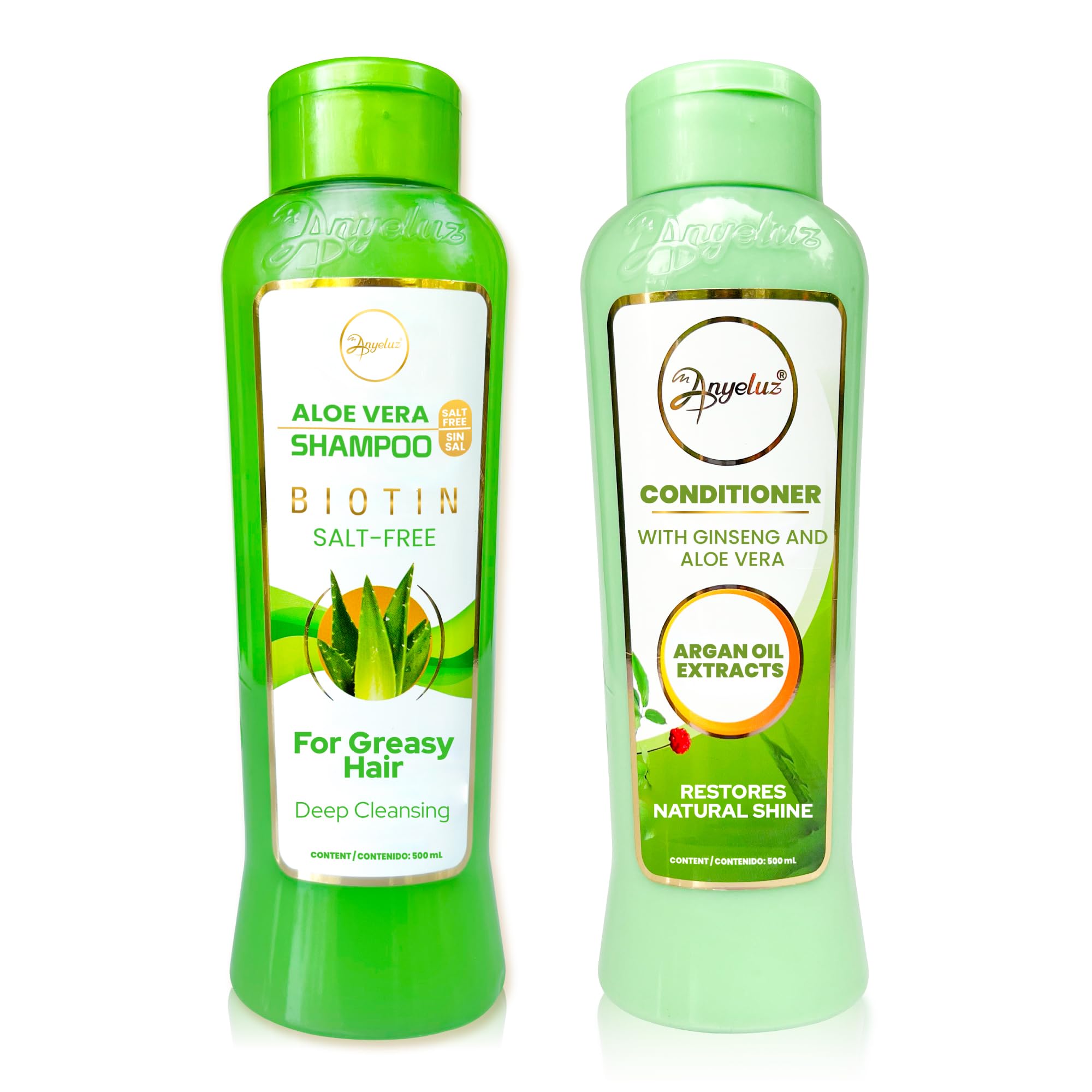 Aloe Vera Shampoo and Conditioner Set, With Biotin, Provides Strength and Vitality to your Hair, Removes Excess Oil and Residues, for All Hair Types