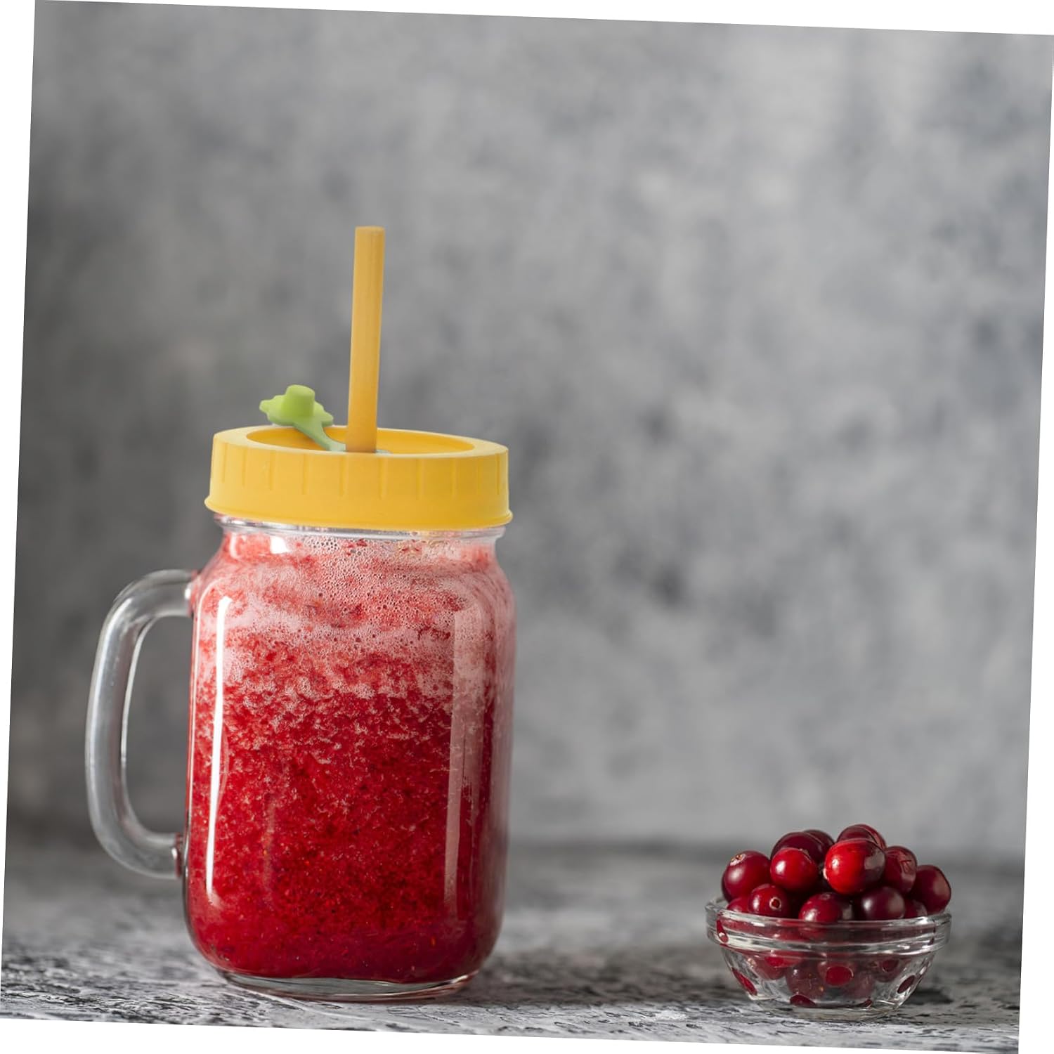 YARNOW Colorful 70mm Mason Jar Lids with Long Reusable Drinking Straws and Sealing Covers, 12pcs Beverage Bottle Caps with 2 Cleaning Brushes for Wide Mouth Glass Cups and Drink Storage