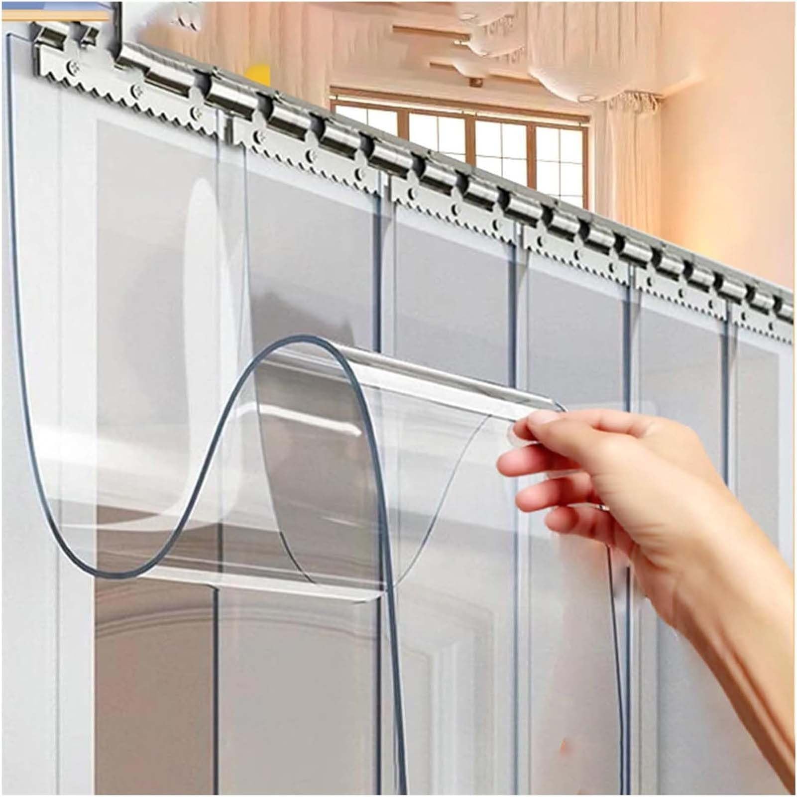 Rideau À Bandes en PVC 1,6mm/0,06" D'épaisseur, Rideaux Transparents Rideaux en Plastique Résistant Aux Rayures Rideau de Porte de Climatisation(1.2x2.5m)