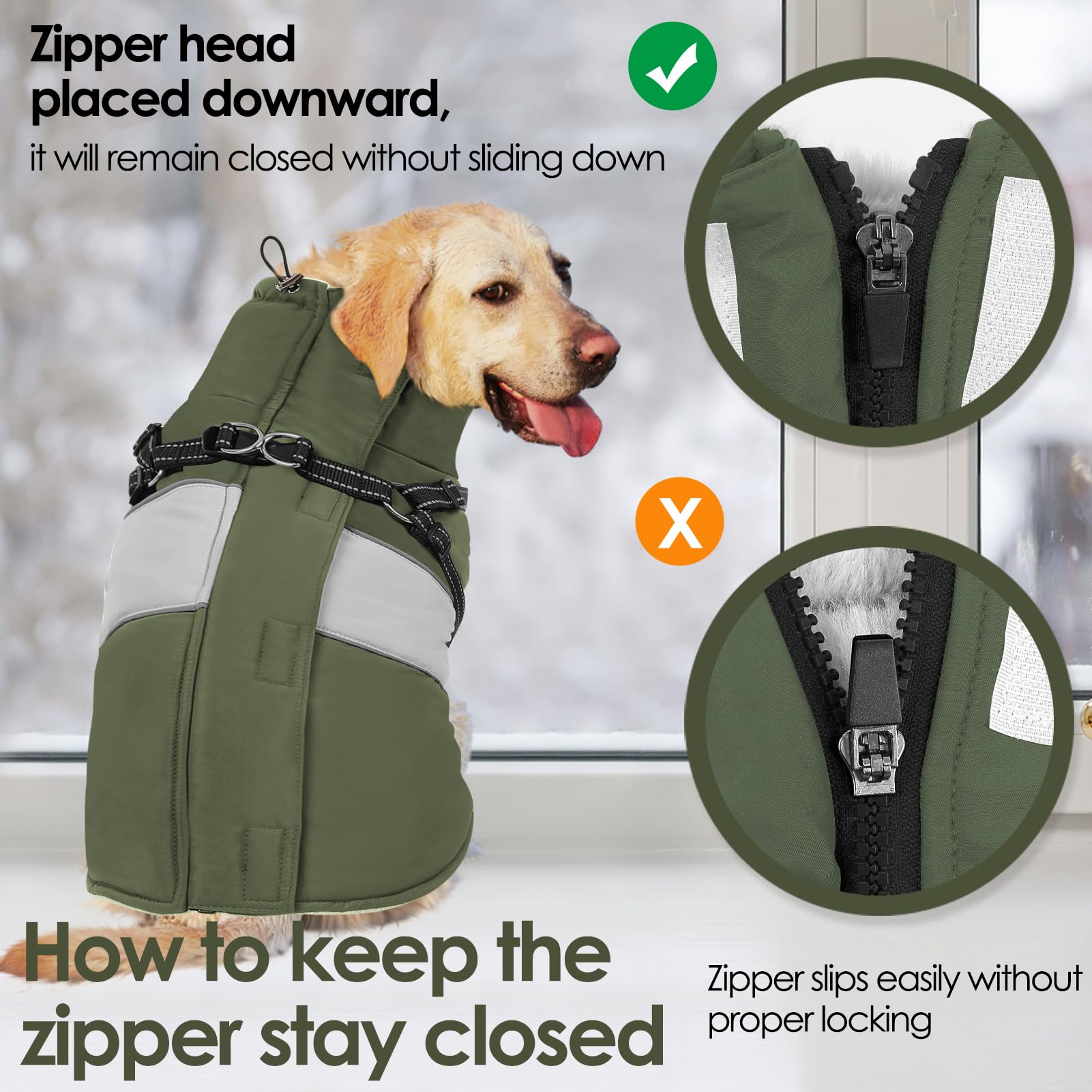 AOFITEE Abrigo para Perros pequeños, Impermeable y cálido, Chaqueta para Perros con arnés, Resistente al Viento, Abrigos de Invierno con Cremallera y Forro Polar, Chaleco Reflectante de Invierno para