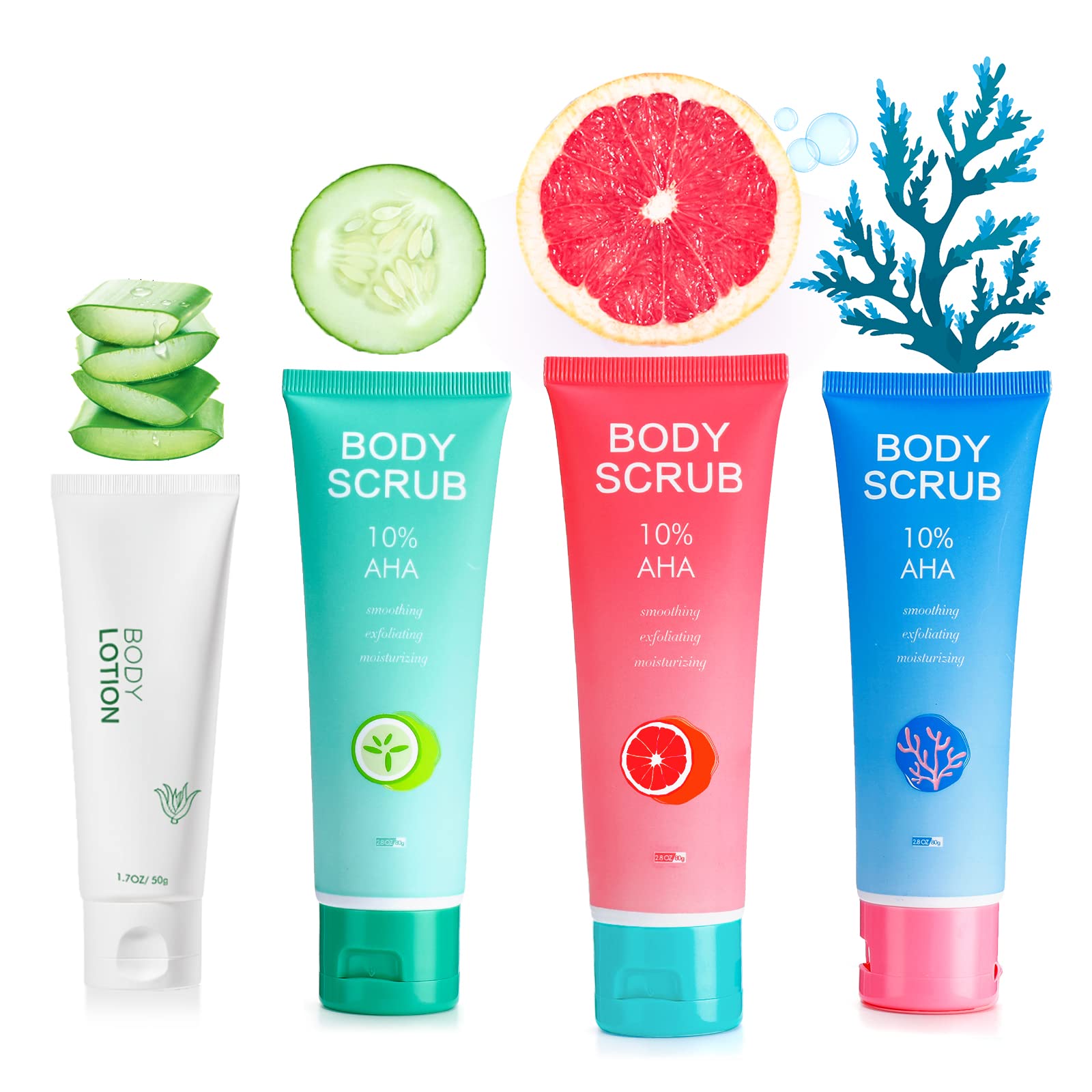 Buy 10 AHA Exfoliating Body Scrub Set with KP Bump Eraser for
