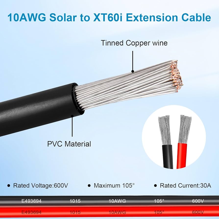 Amazon.com: 10AWG 20FT Solar to XT60i Extension Cable 3 6 10 35 50