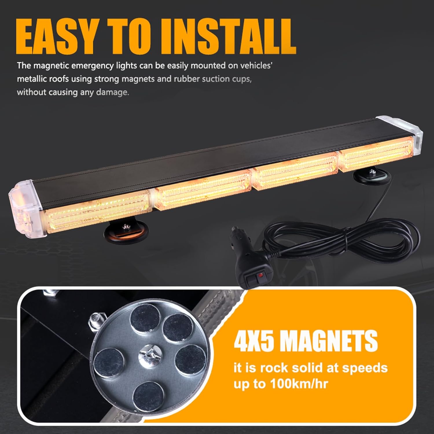 138 LED Amber Strobe Light Bar, Emergency Safety Warning Double Side LED Hazard Beacon Traffic Advisor Light Bar for Trucks Construction Vehicles Tow ATV Snow Plow Car Pickup