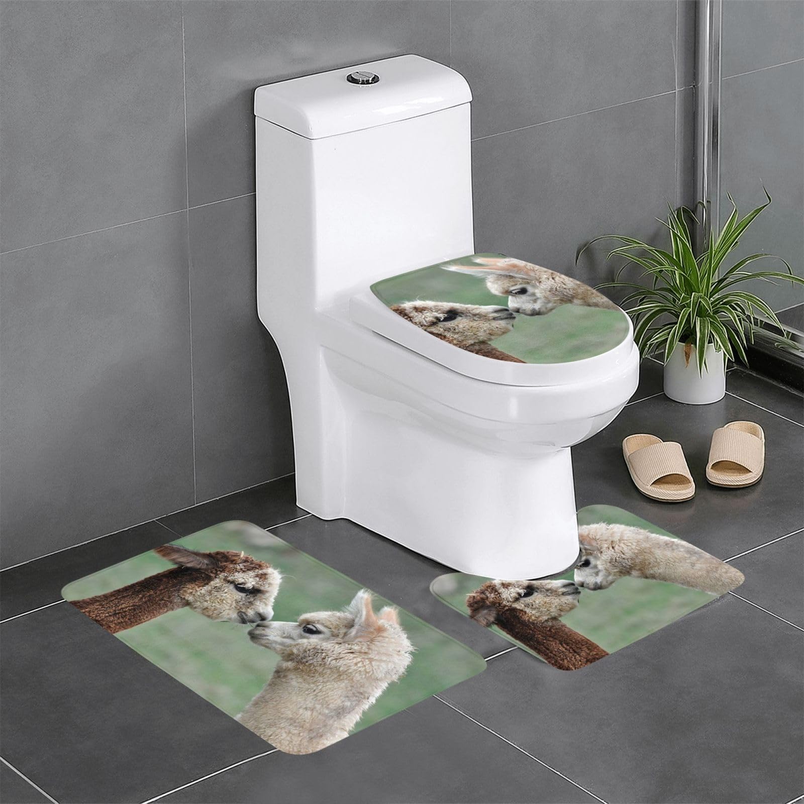 Tapis de bain amusant en alpaga doux avec tapis de contour de WC