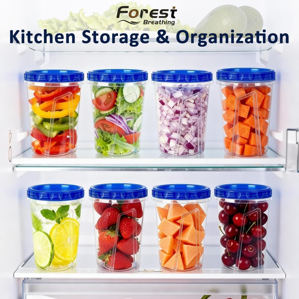 15 Pack 34oz Reusable Freezer Storage Containers with Twist Top Lids Airtight, Clear Plastic Soup Freezer Containers, Quart Food Storage Containers with Lids for Meal Prep Leftover Lunch Salad Fruit - Image 6