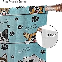 Vista 155 de Cortinas opacas con estampado de patas de perro, estampado de patas de perro y huesos, tratamiento de ventana, cortinas con aislamiento térmico
