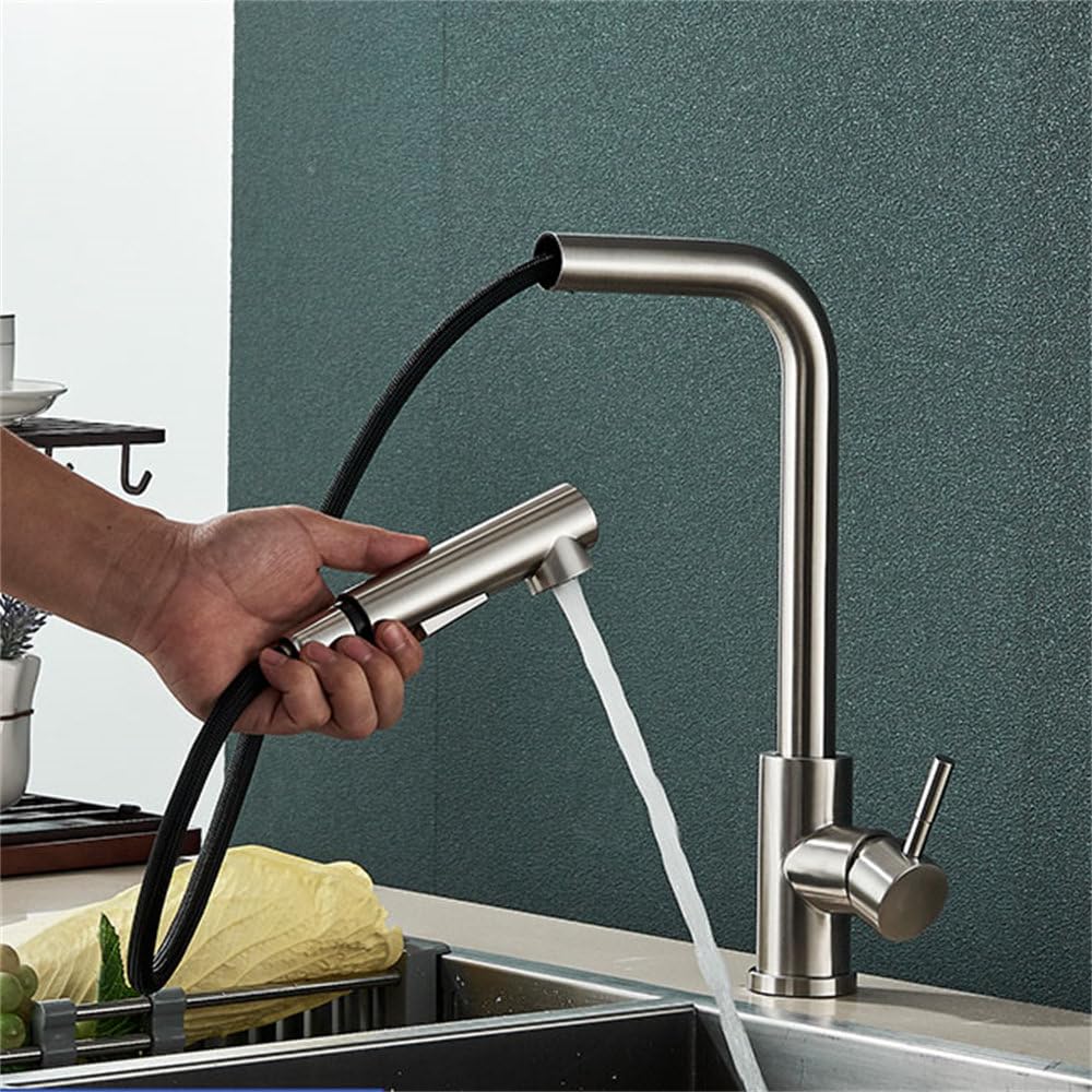Mitigeur d'évier monotrou noir avec douchette extractible pour cuisine moderne et fonctionnelle