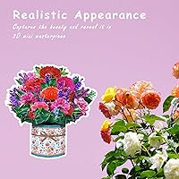 Vista 6 de Tarjeta desplegable de ramo de clavel, tarjeta de felicitación 3D de flores con sobre para cualquier ocasión, cumpleaños, día de la madre