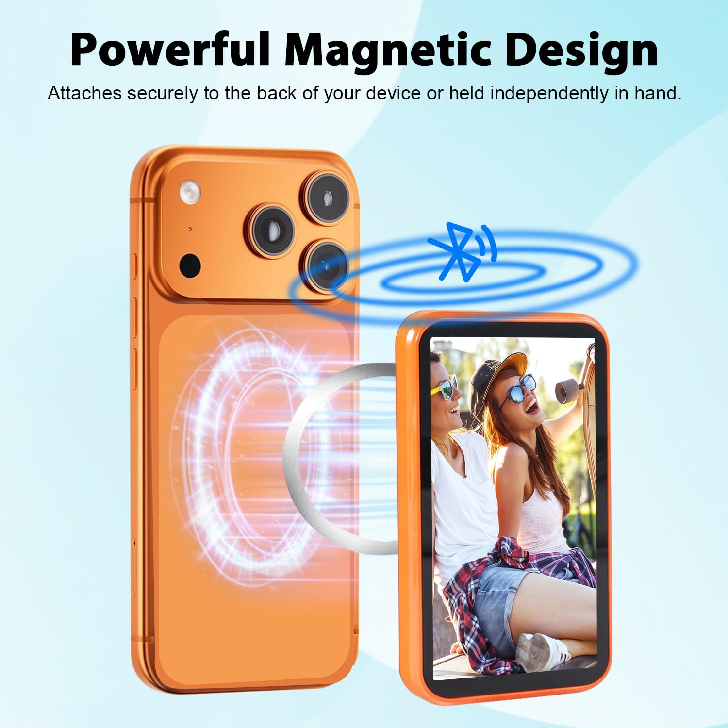 RUIZHI Handy Selfie Monitor, Magnetischer Vlog Bildschirm Selfie Monitor mit Lautsprecher, Große Reichweite, Smartphone Rückkamera für iPhone & Android, Kabellos