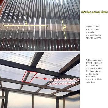 Corrugated Bitumen roof Sheet,Insulating Roofing Cladding,1.2 Thick Clear Roofing Panel,FRP Daylighting Panels,Rain Awning,for Sunroom Carport Greenhouse,Customizable (35x75in)