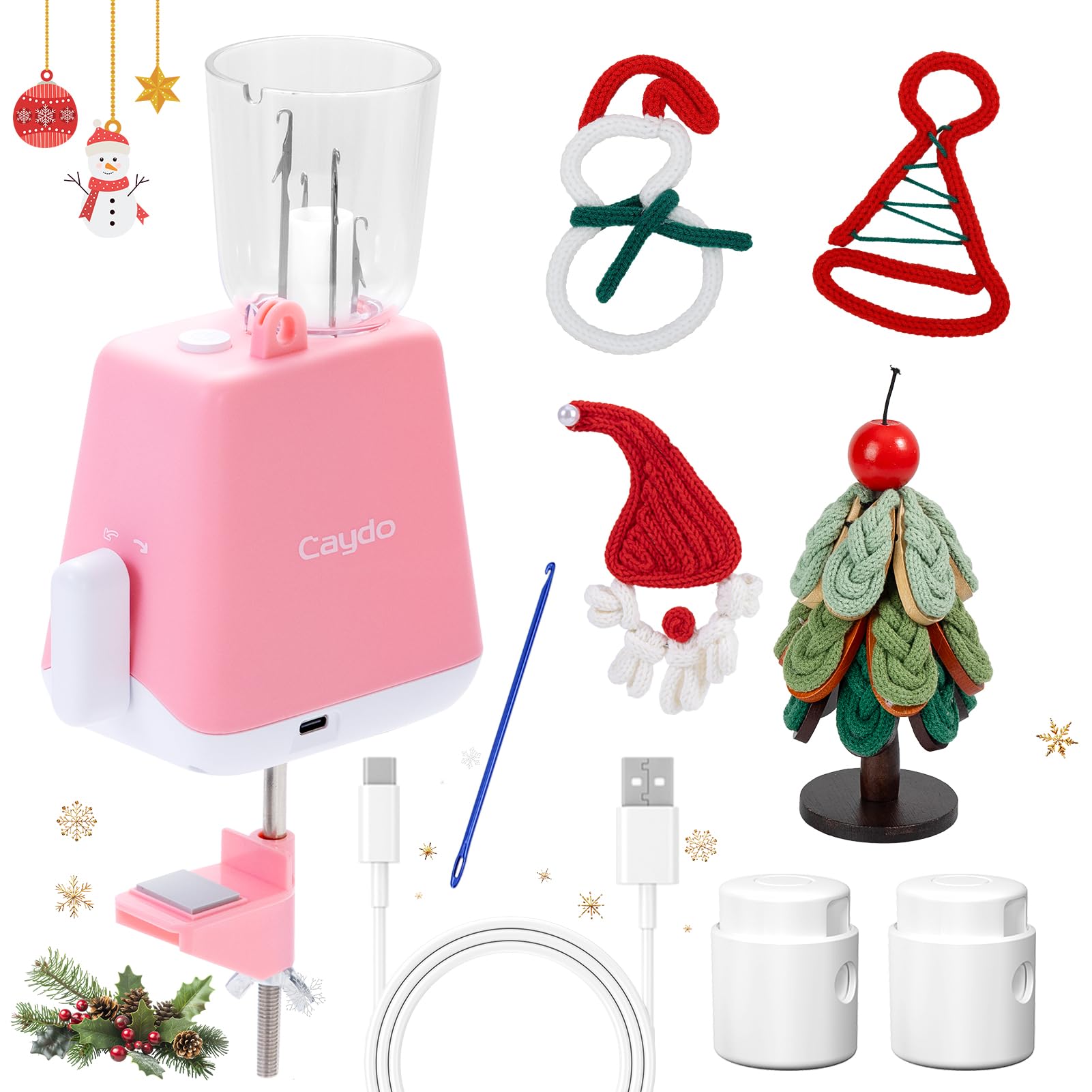 Caydo i Cord Knitting Machine, Electric iCord Maker Tool with Adequate Tension, i-Cord Knitter Crochet Machine, Automatic Knitting Yarns to i-Cords, Efficiently DIY Knitting Machine for Crocheters