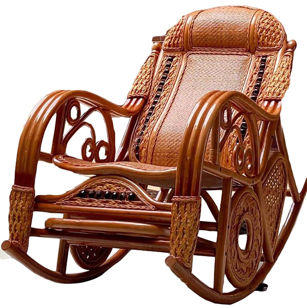 Mecedora de ratán para balcón y exteriores, estilo chino, con movimiento deslizante, cómoda y elegante, para el hogar y el patio (B)
