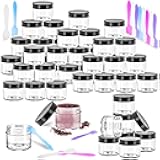 MotBach 35 Pack 20g Plastic Jars Containers, 20ml Travel Size Container Jars with Lids, 0.7oz Round Clear Cosmetic Container Jar for Travel Makeup Cosmetic Cream Lip Balm Salve Sample Beauty Lotion