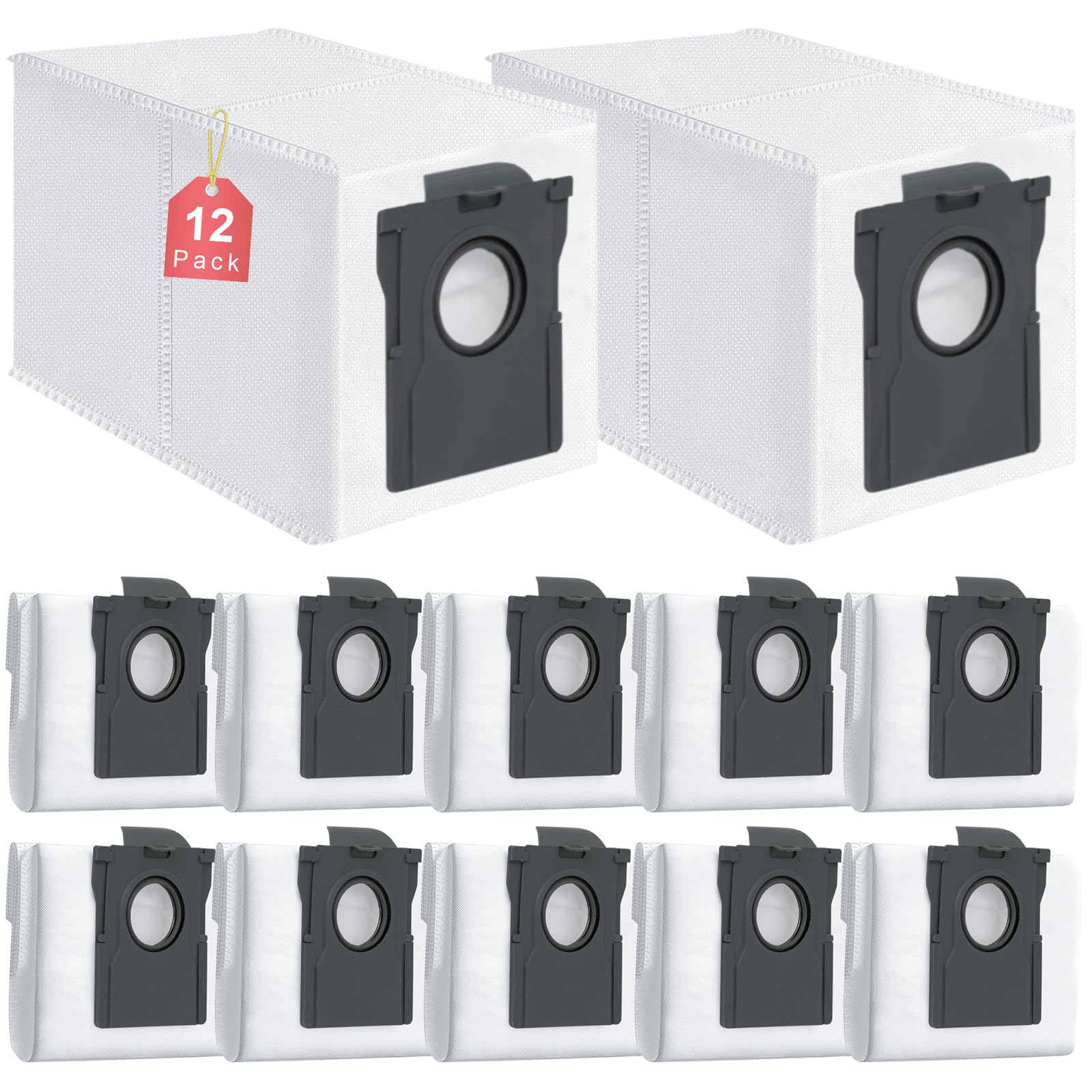 12 Pack Dust Bags for Dreame X50 Ultra/X40 Ultra/X30 Ultra/L50 Ultra/L40 Ultra/L10s Ultra Gen 2/L10s Pro Ultra Robot Vacuum Cleaner, 3.0L Large Capacity Vacuum Bags Automatic Dirt Disposal Bags