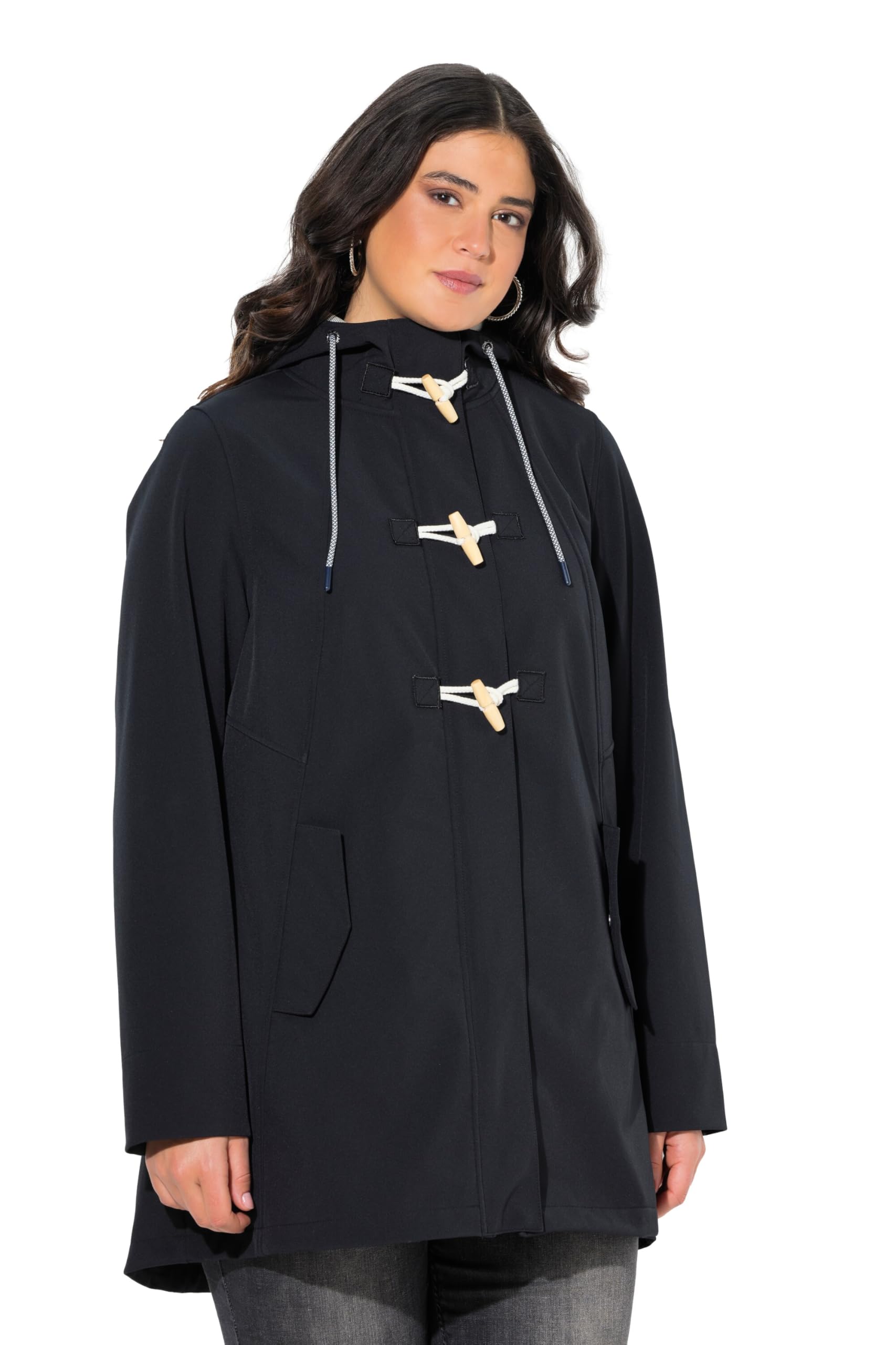 Ulla Popken Damen große Größen Übergrößen Plus Size HYPRAR Softshelljacke, wasserabweisend, Knebelknöpfe 829102