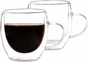 Sipologie Nord Double Wall Mug 200ml, Set of 2 - Elegant Clear Glass Mugs with a Premium Finish, Ideal for Hot and Cold Beverages - Great for Gifting, Transparent