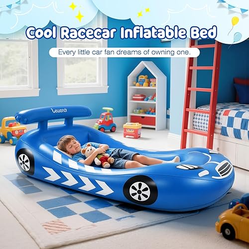 Miniatura 2 de Cama inflable para niños, colchón de aire para niños con parachoques de seguridad, colchón inflable para niños pequeños con bomba de mano, cama
