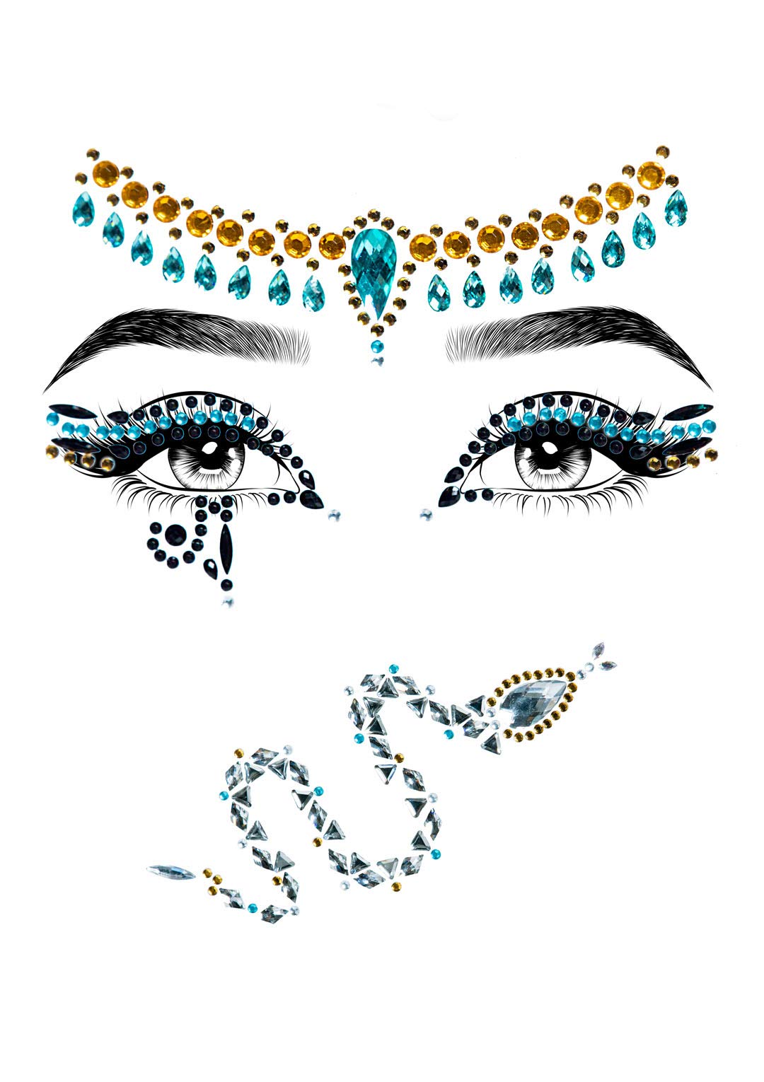 Leg Avenue Bijoux de visage en strass Halloween pour femmes