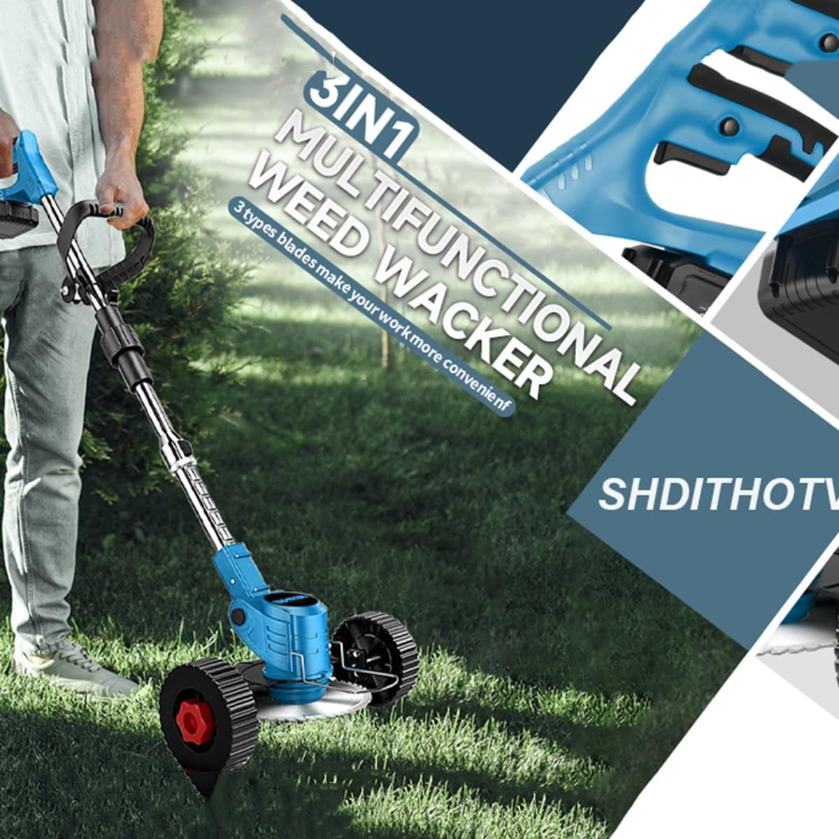 Multi-function Lithium Battery Weeder22V Cordless Electric 3 Blades 3-in-1 Battery Powered Lawn Portable Garden Weeding Machine