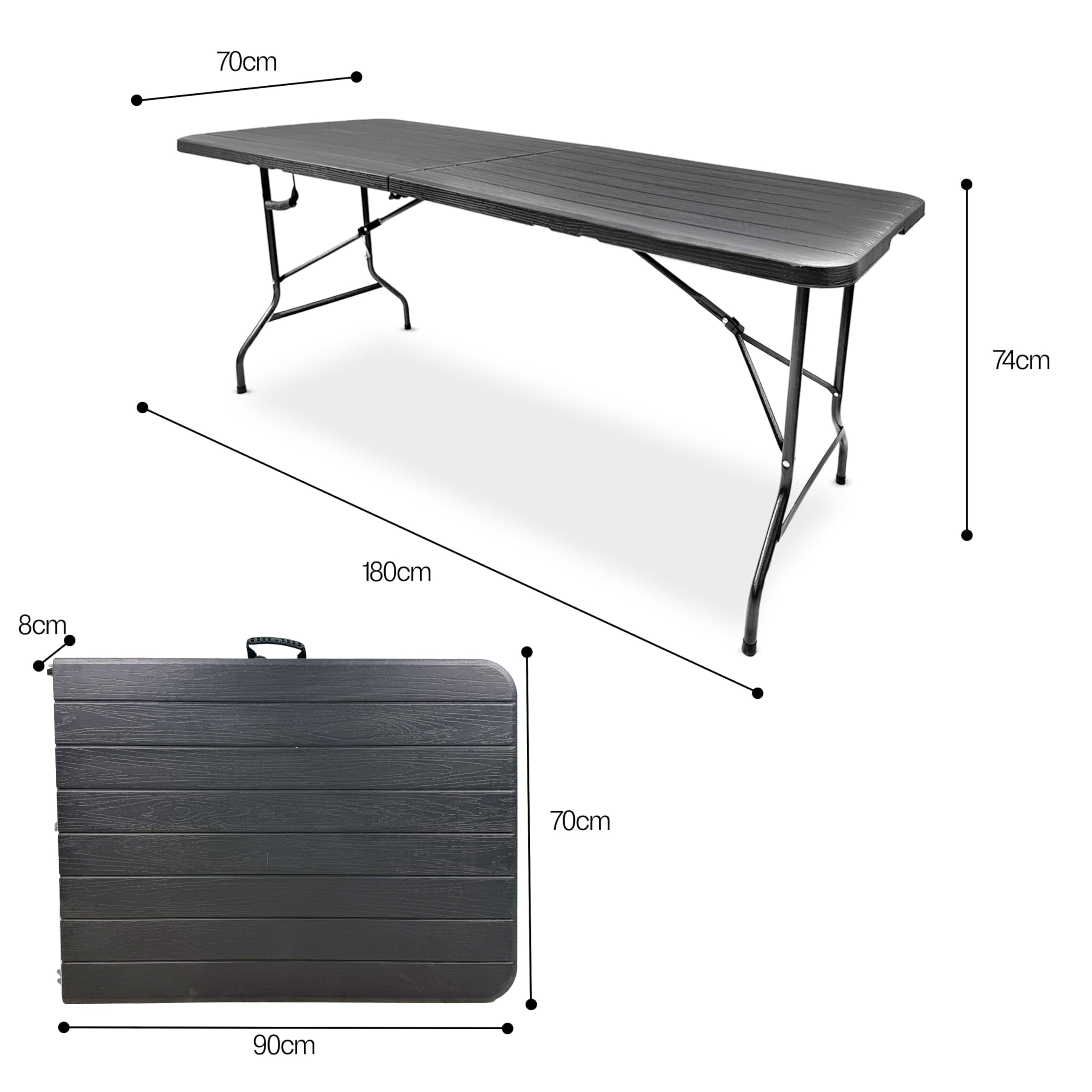 Tavolo Pieghevole In Plastica Best Choice Products 1,2 Mt - Portatile Con Maniglia, Per Esterno E Interno, Nero