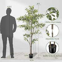 PHYTREE 180cm Műolajfa Természetes Törzzsel Valódi Levelekkel Lakásdekoráció 2