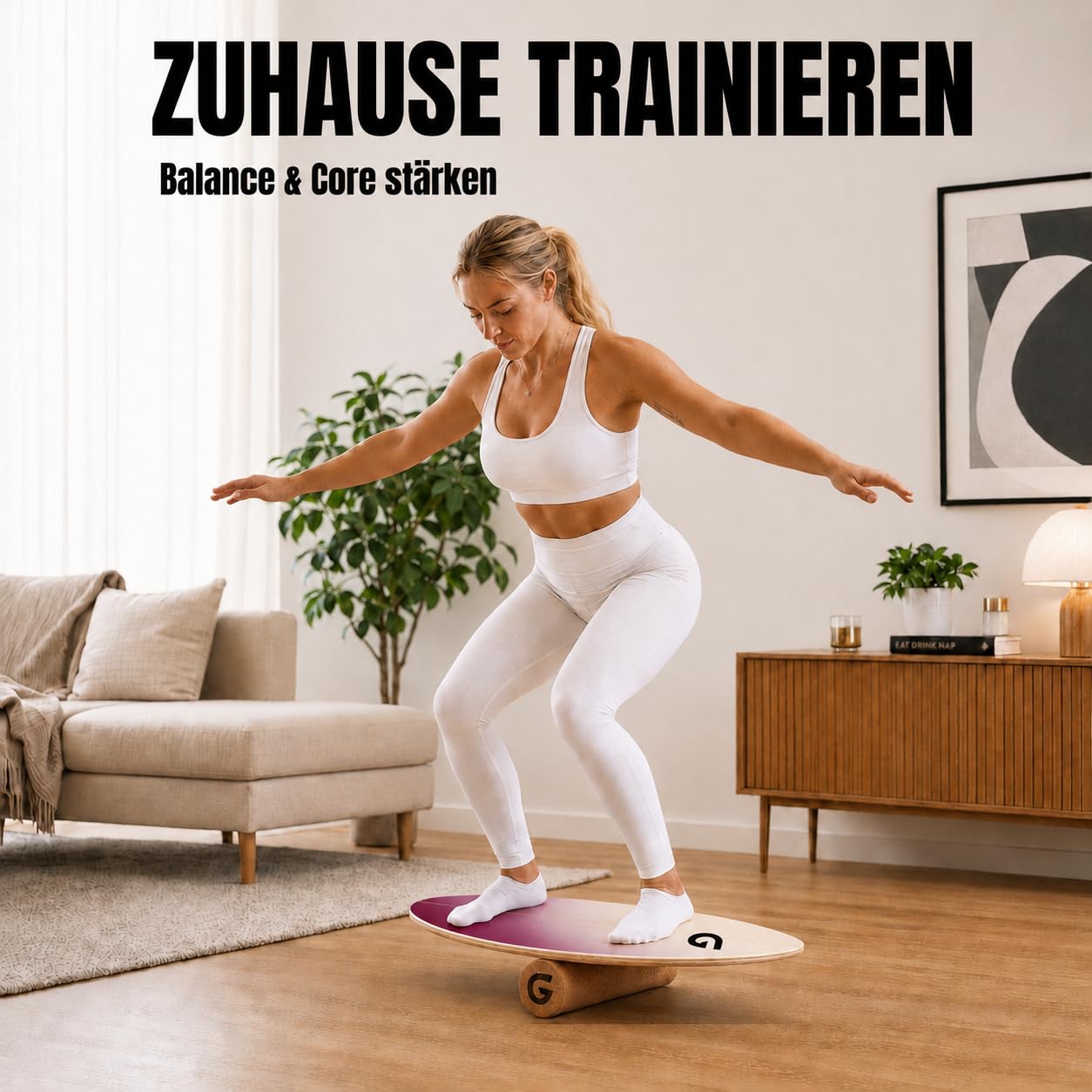Glory Boards® Balance Board – Handmade - 100% Birkenholz - Inklusive Korkrolle - Optimal für Gleichgewichts- & Krafttraining, Für Einsteiger & Fortgeschrittene, Indoor & Outdoor