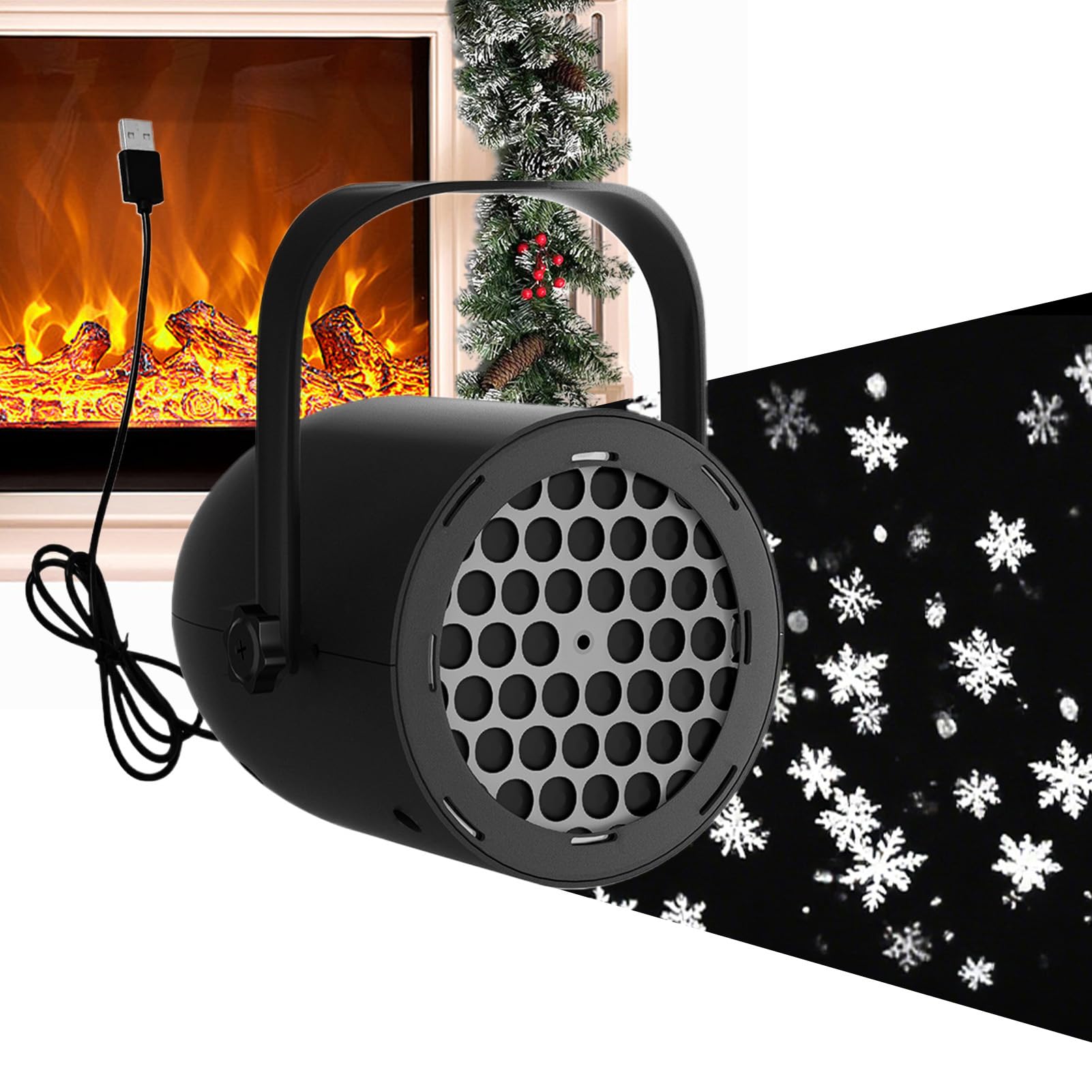 Christmas Projector Lights, Led Snowflake Projector Lights Outdoor, Waterproof Outdoor Indoor Holiday Projection Lamp Decoration for Garden Yard Patio Porch Wall Room Party Ceiling Bedroom Living