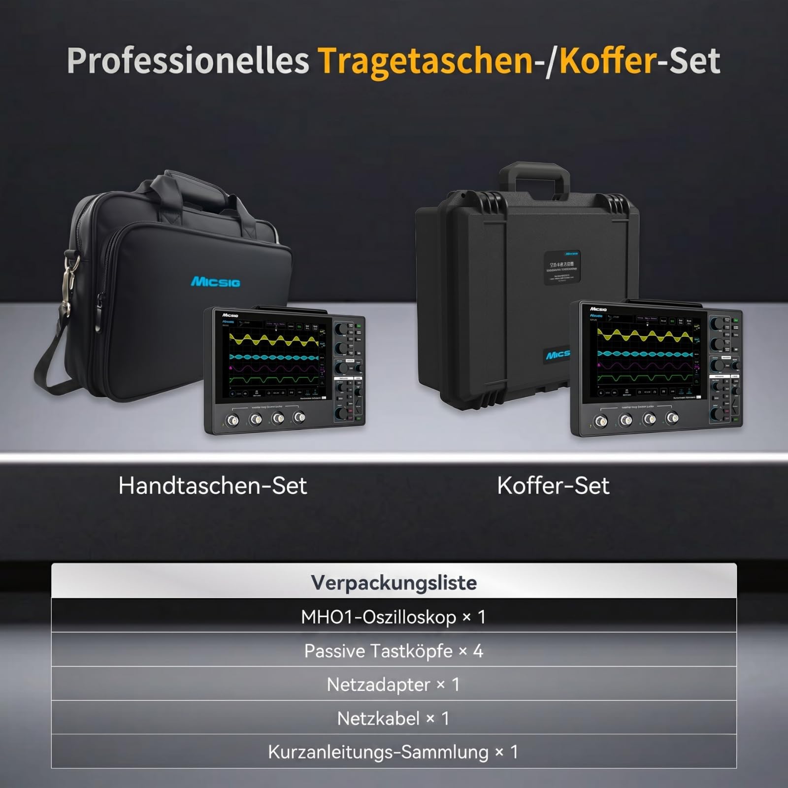 SainSmart Micsig 12-Bit Tablet-Oszilloskop MHO1, 100 MHz Bandbreite | Tragbares Handheld-Oszilloskop mit 4 Analogkanälen, 1 GSa/s Abtastrate, 8-Zoll-HD-Touchscreen und 16000-mAh-Akku