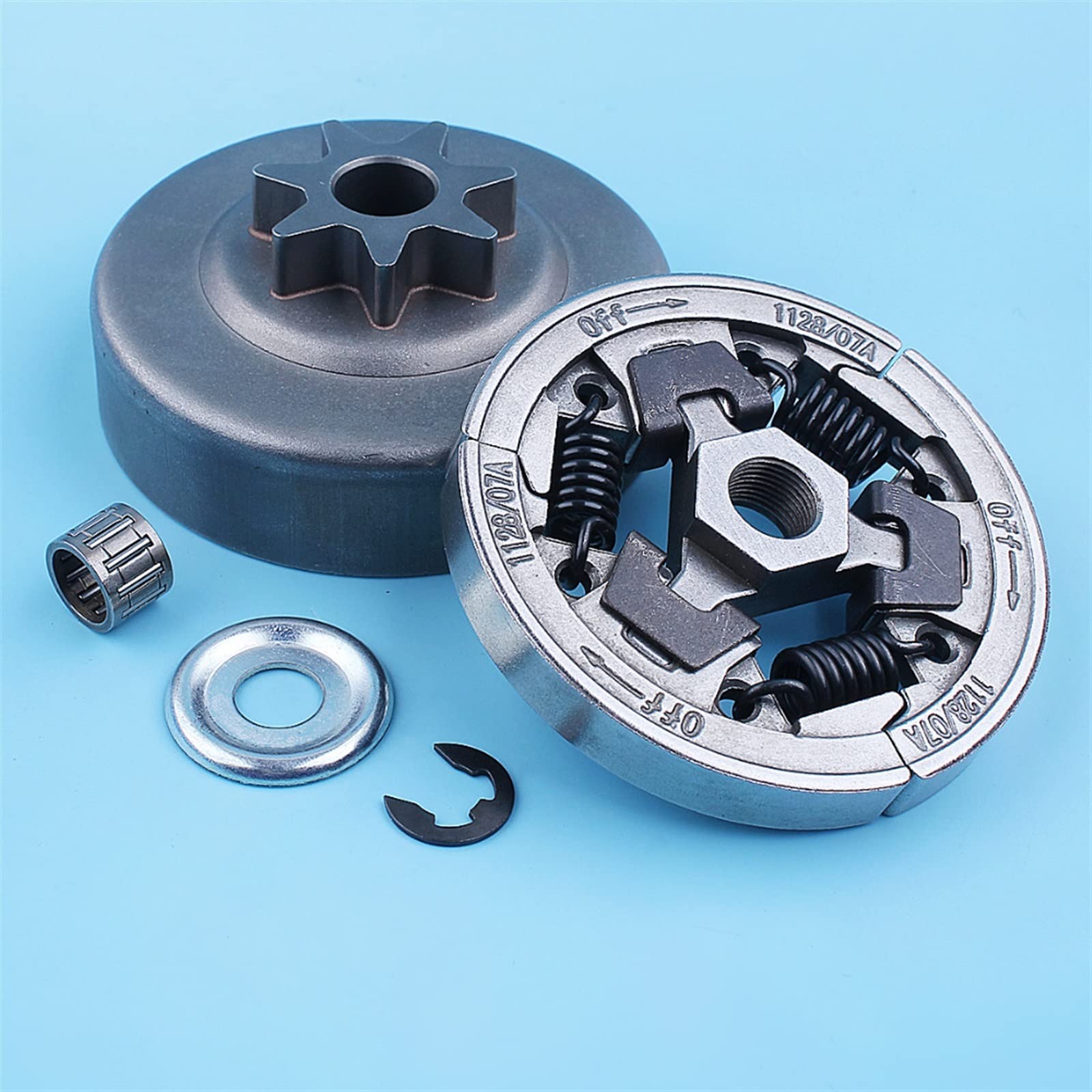 3/8quot;-7T Kit de cojinete de Tambor de Embrague de piñón Recto Apto for Stihl MS391 MS311 MS 391 311 Arandela de Motosierra E-Clip Piezas de Repuesto