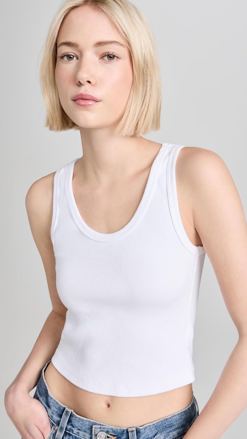 perfectwhitetee Women's Blondie Structured Rib Bra Friendly Tank - Image 2