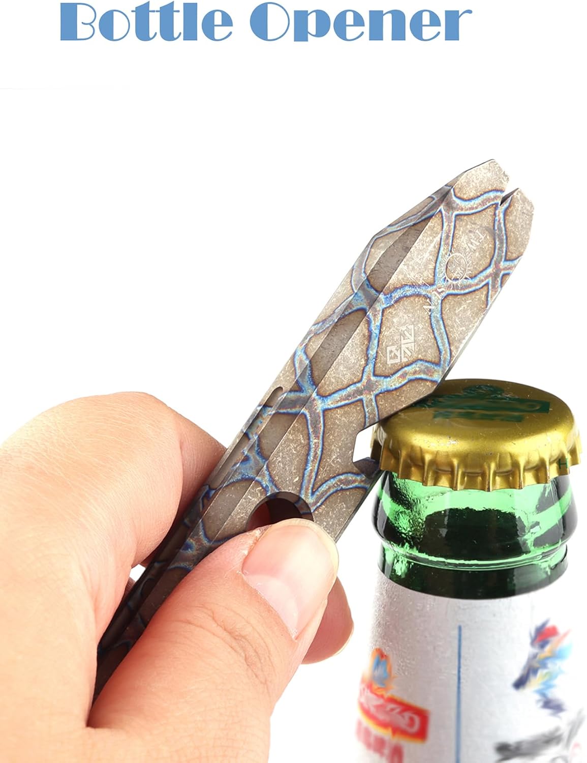 Hamans Titanium EDC Pry Bar Multi Tool, 4.72" Portable 4-in-1 Multitool with Bottle Opener, Can Opener, Nail Puller, Box Opener, Lanyard Hole for Outdoor, Camping, Daily Use (Multicolor)