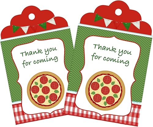Etiquetas de agradecimiento para fiesta de pizza, 12 piezas para decoración de fiesta de cumpleaños, celebración y temática de baby shower