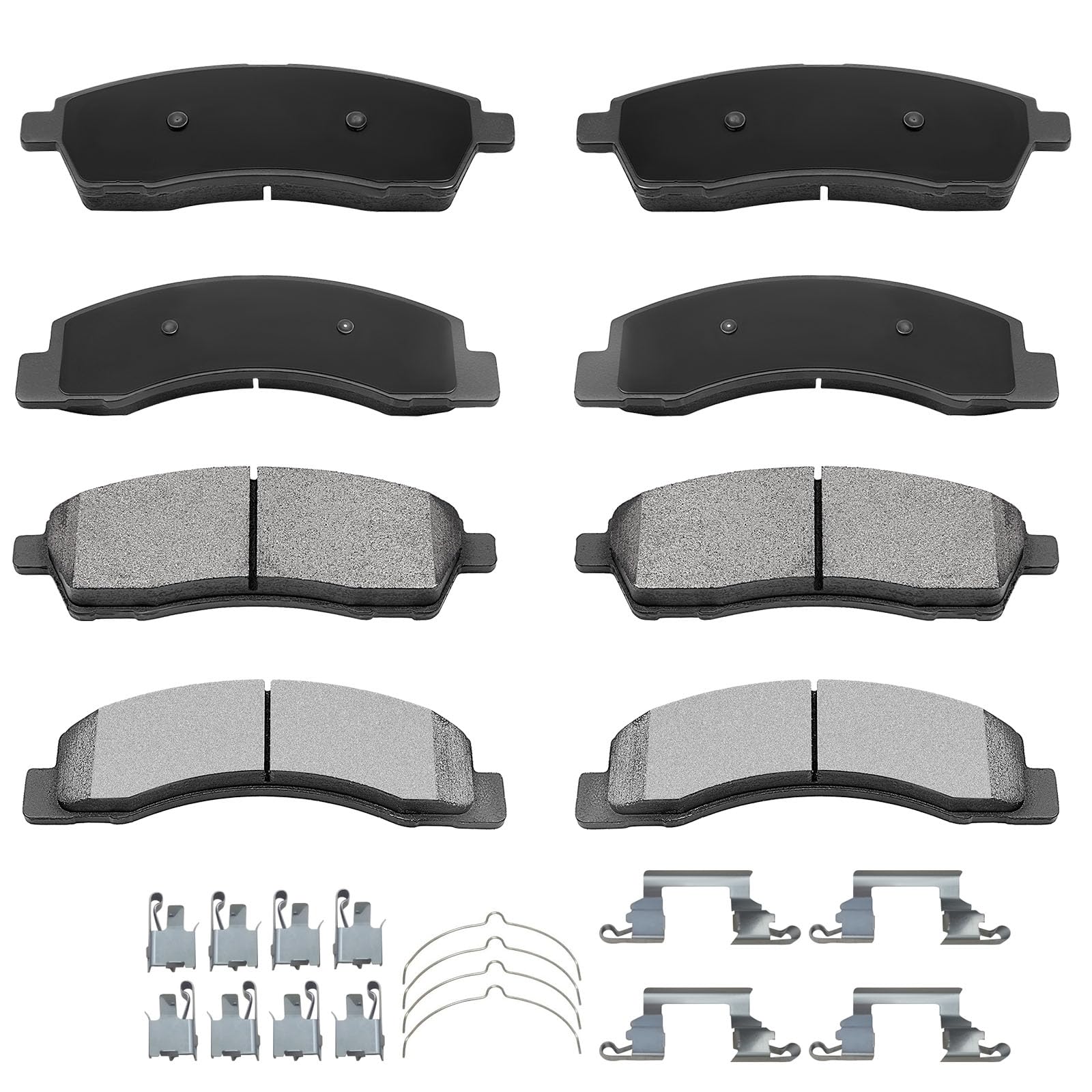 AUTOMUTO 8PCS Front Ceramic Rear Semi-Metal Disc Brake Pads Set D757 D824