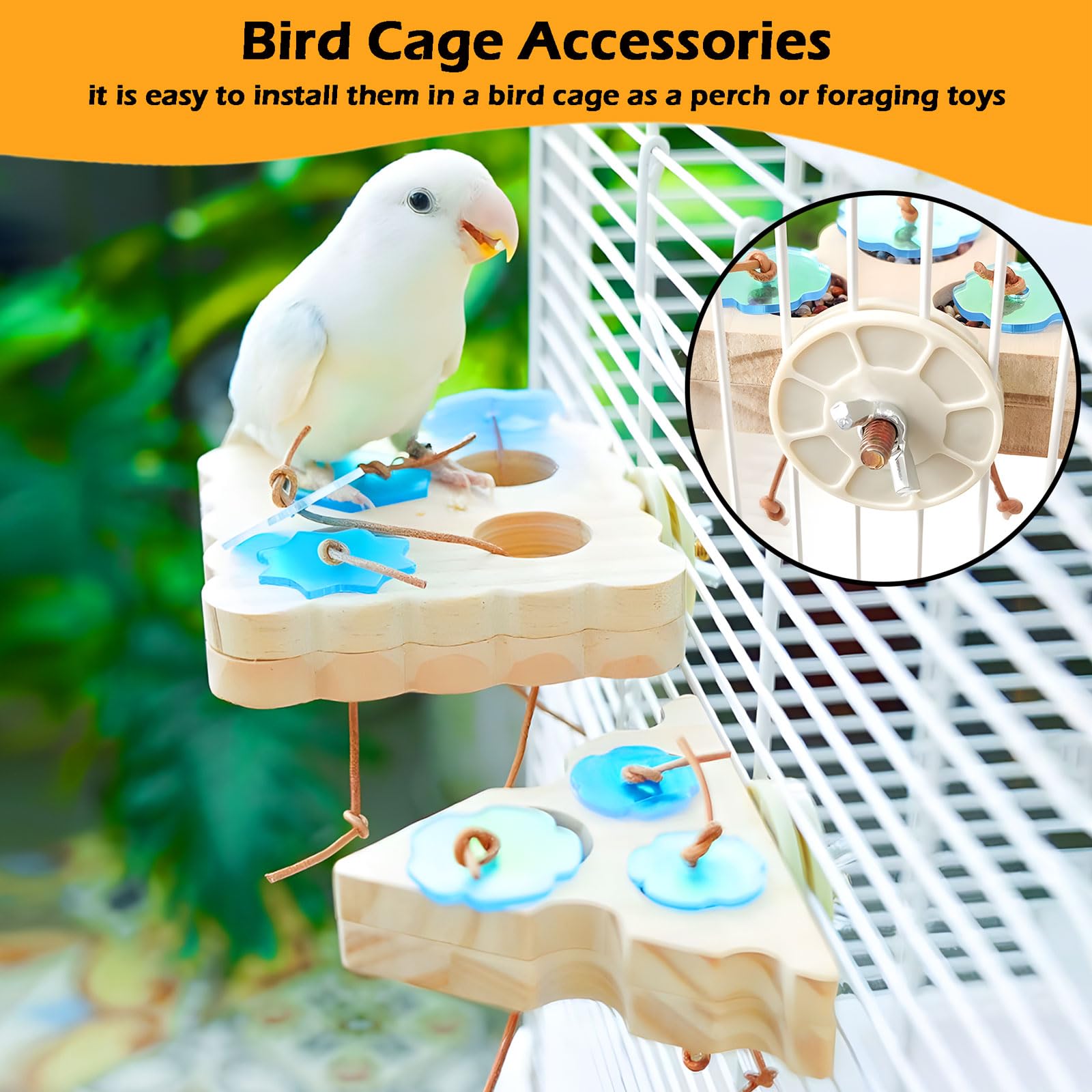 4-Piece Wooden & Stainless Steel Foraging Toy Set - Interactive Bird and Rat Enrichment Puzzles for Parakeets, Conures and Small Rodents - image 5