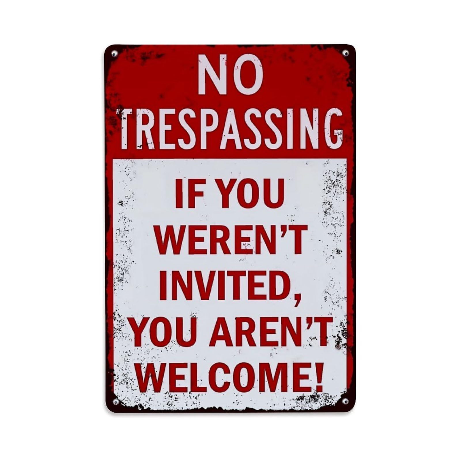 Nestemfo Vintage No Trespassing Sign Pattern Print Tin Sign Metal Sign, Living Room,Bar, Home, Bedroom Wall Decor,Retro Metal Poster 8X12 Inches